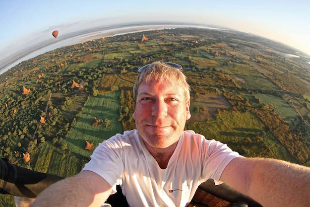 Adventures Abroad Tour Leader Jonathan Hodgson balloon bagan myanmar