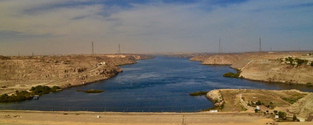 A view from below the Aswan High Dam on the Nile River.