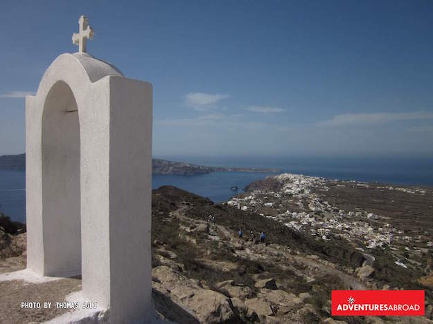 Oia Santorini Greece church arch cross