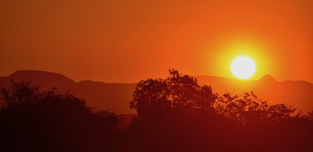 Amazing African sunset at Doro Nawas in Damaraland Namibia