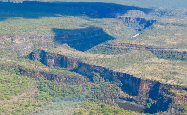 Aerial view Zambezi Canyon Zimbabwe