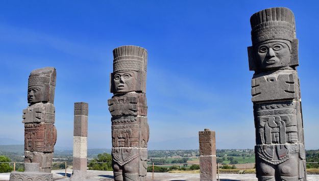 Atlantean titans at Toltec Tula pyramids in Mexico