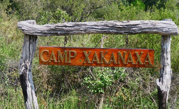 Camp Xakanaxa sign Okavango Delta Botswana