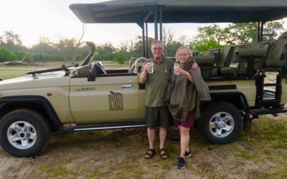 gin and tonic to celebrate leopard spotting Okavango Delta