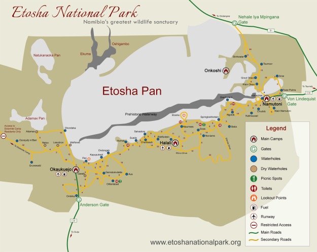 map of Etosha National Park Namibia Africa