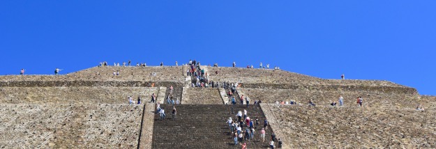 Looking up the stairs at Pyramid of the Sun Teotihuacan