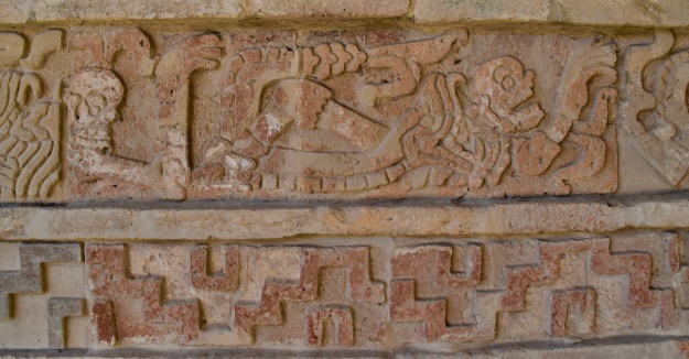 Serpents carving Tula Mexico temple