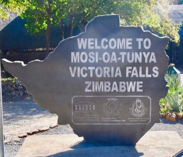 Welcome to Victoria Falls sign