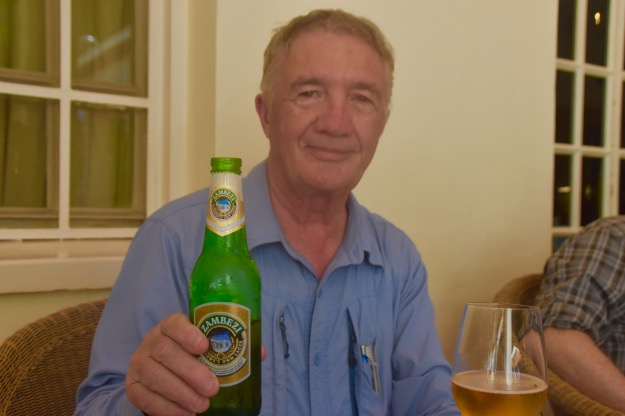 enjoying Zambezi Beer