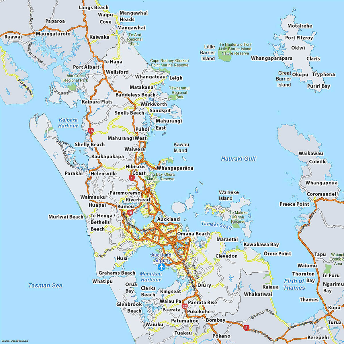 Map of Greater Auckland