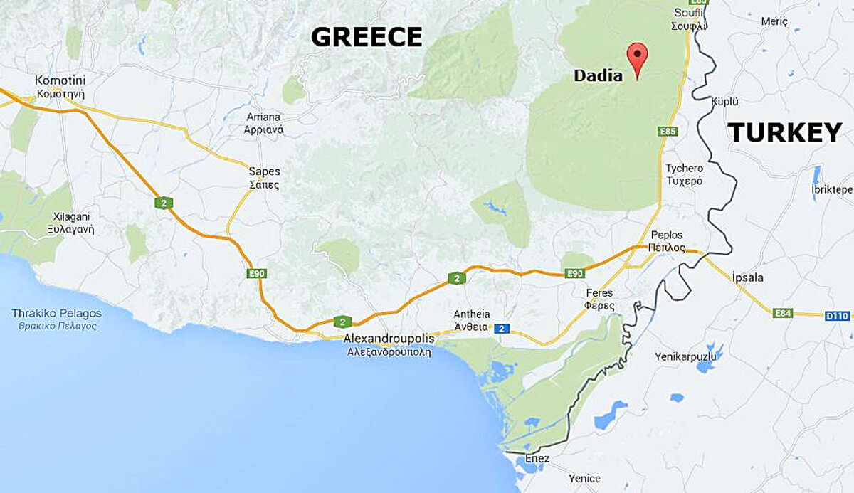 Map of Dadia National Park