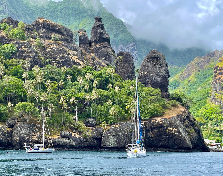 Easter Island Like Figures at the Entrance to Hanavave Bay