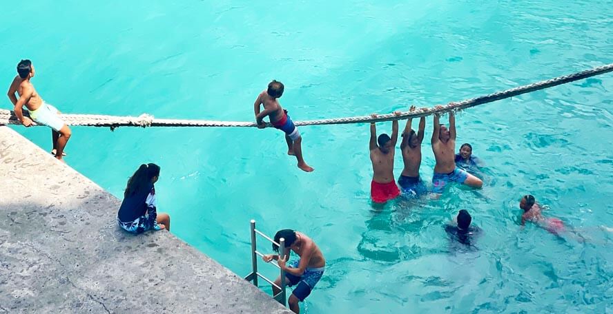 Kids Having Fun. French Polynesia.