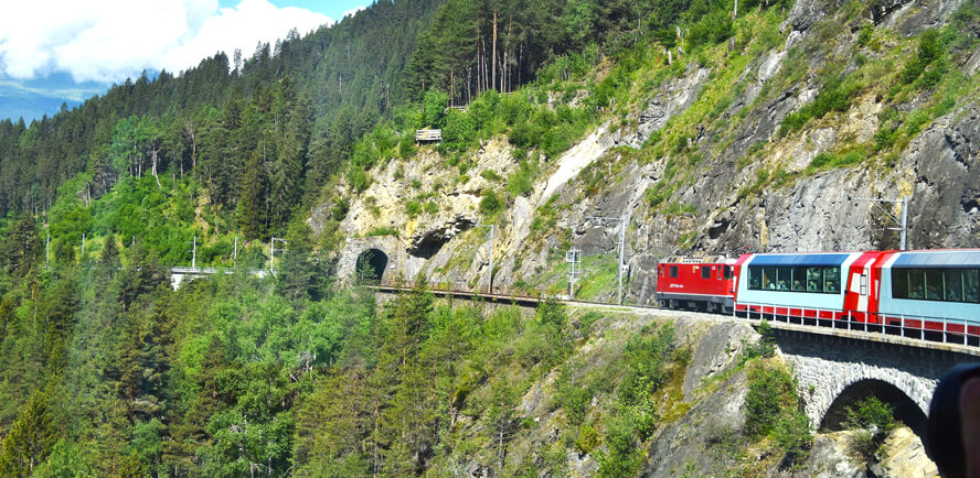 Glacier Express About to Enter a Tunnel