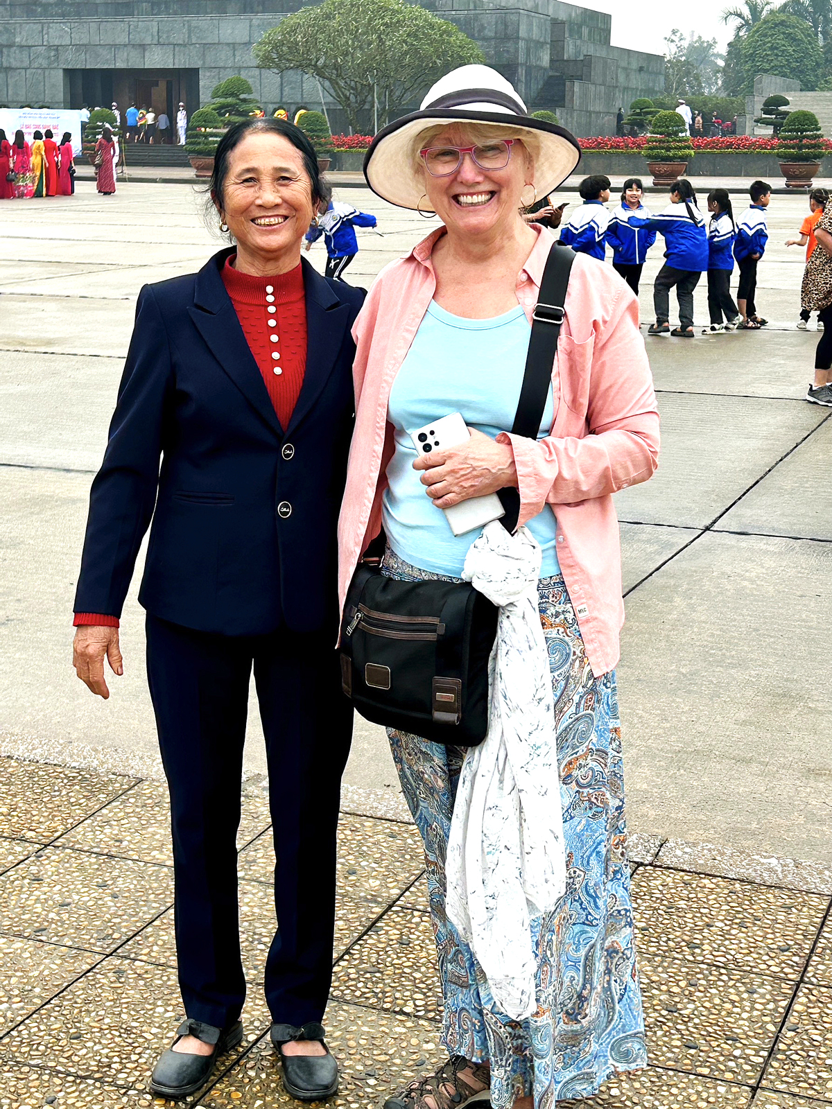 Alison & Stranger in front of the Mausoleum