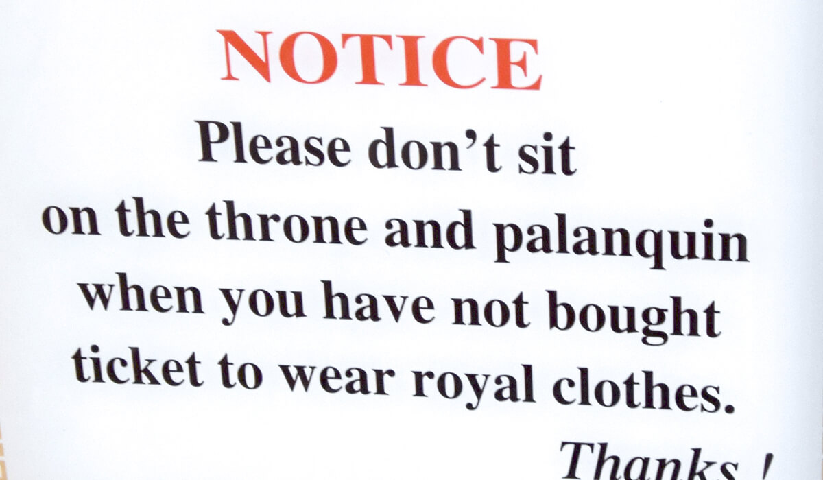 No Sitting without Royal Clothing