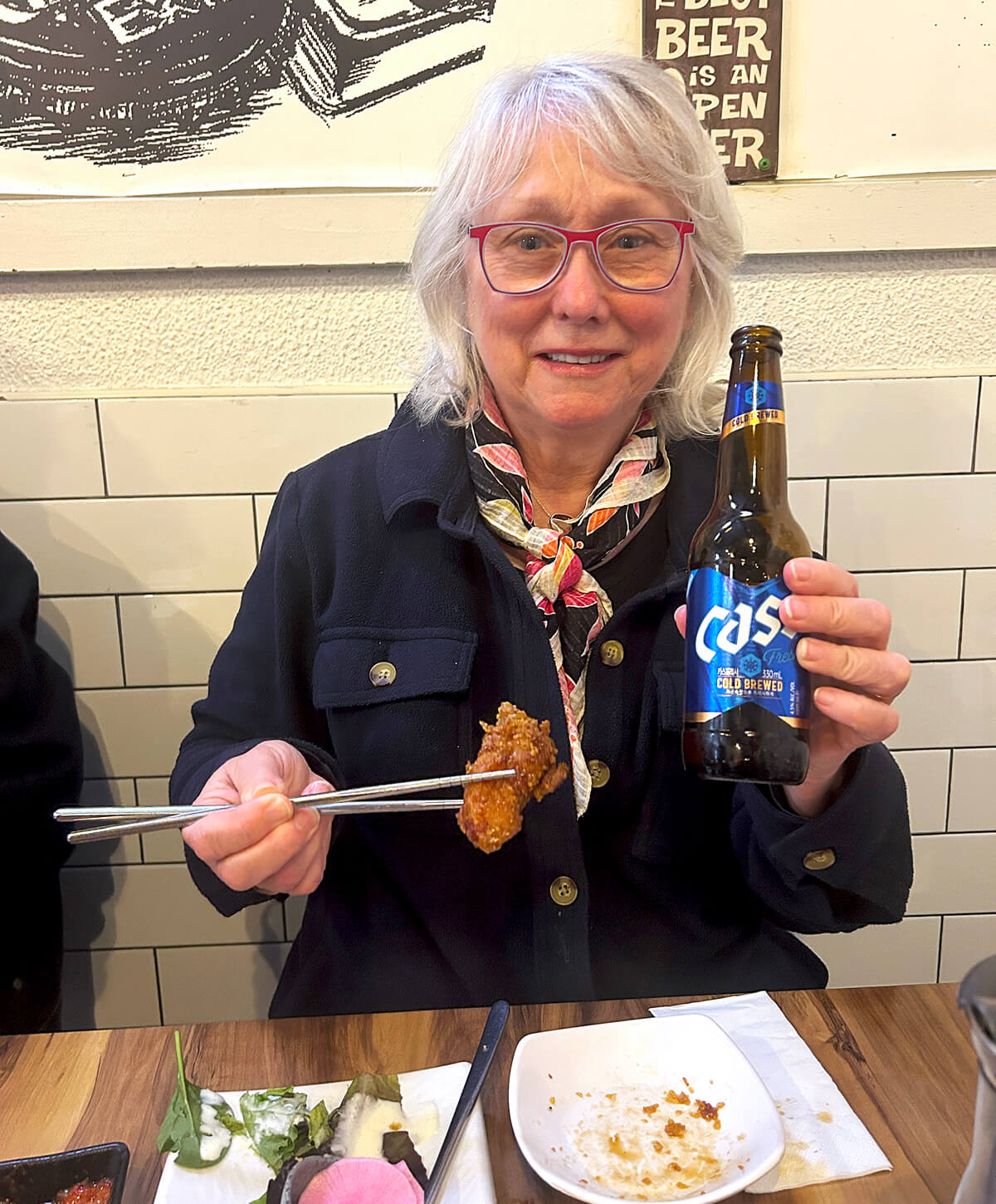 Korean Fried Chicken with Cass Korean Beer