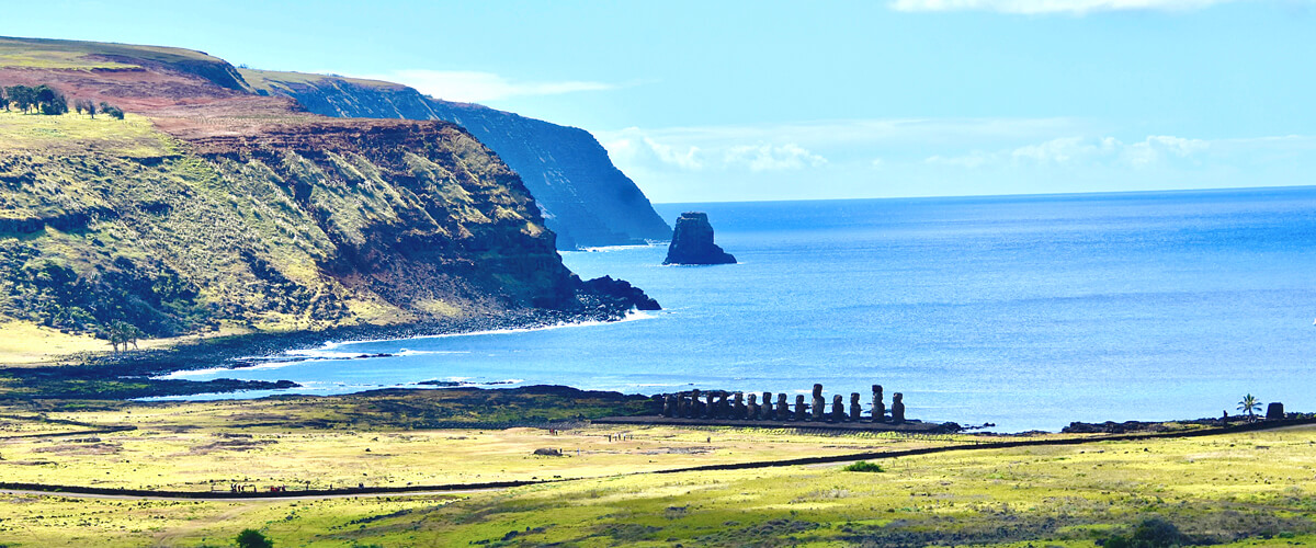 Tongariki from Rano Raraku
