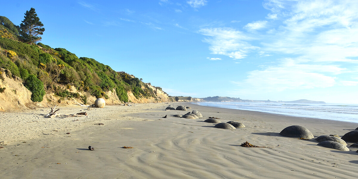 Looking Down Moeraki Beach