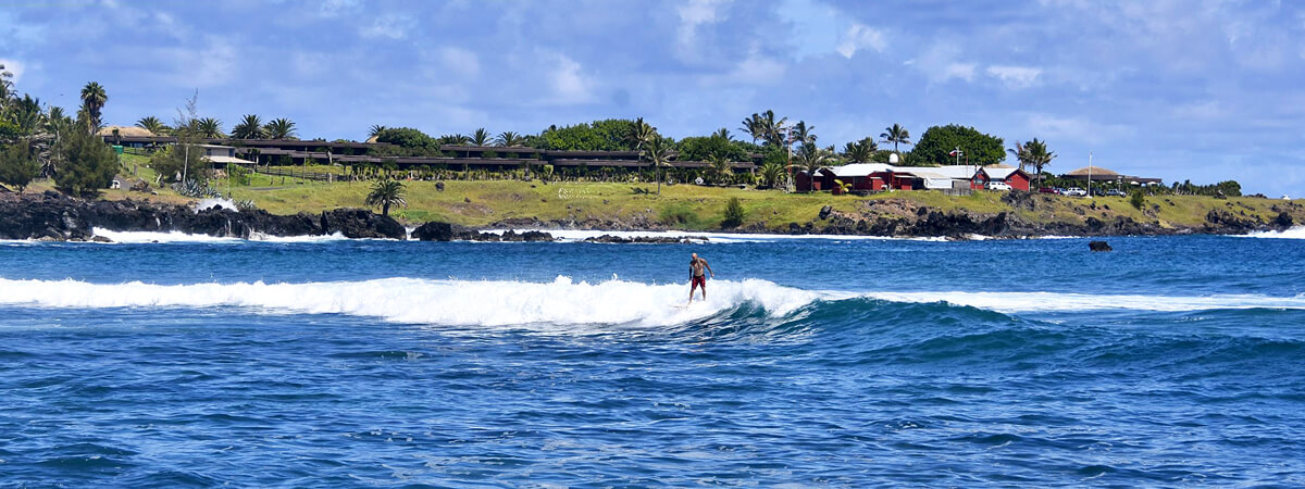 Surfer in Hango Roa Cove