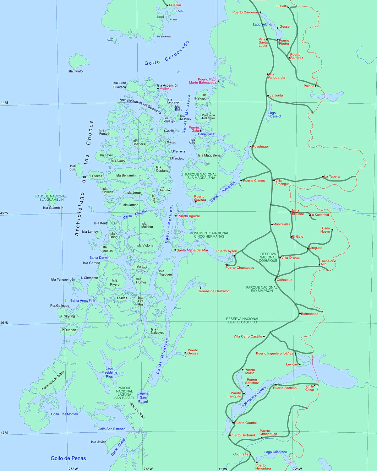 Map of Aysen Province