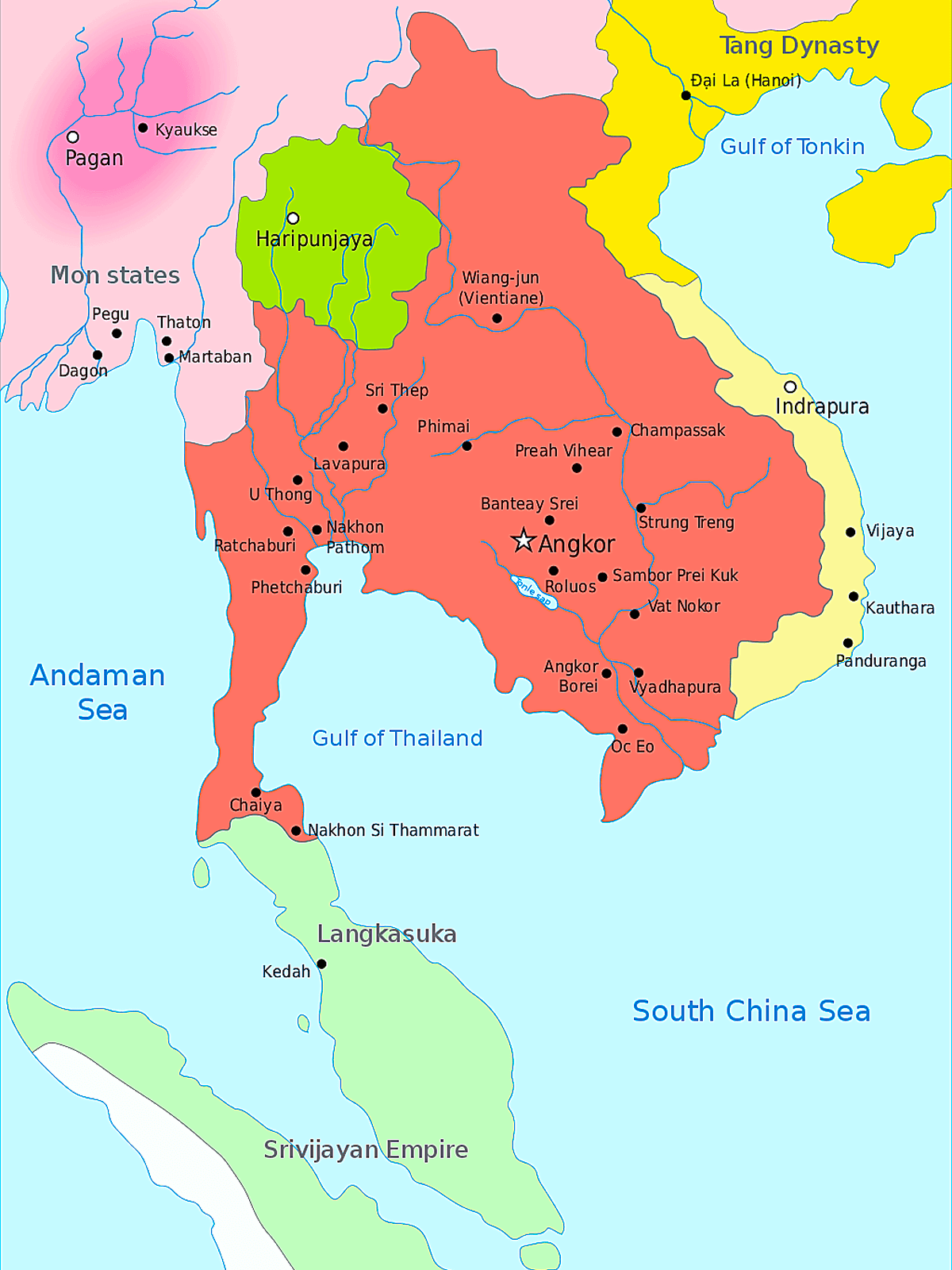 Map of the Khmer Empire in 900
