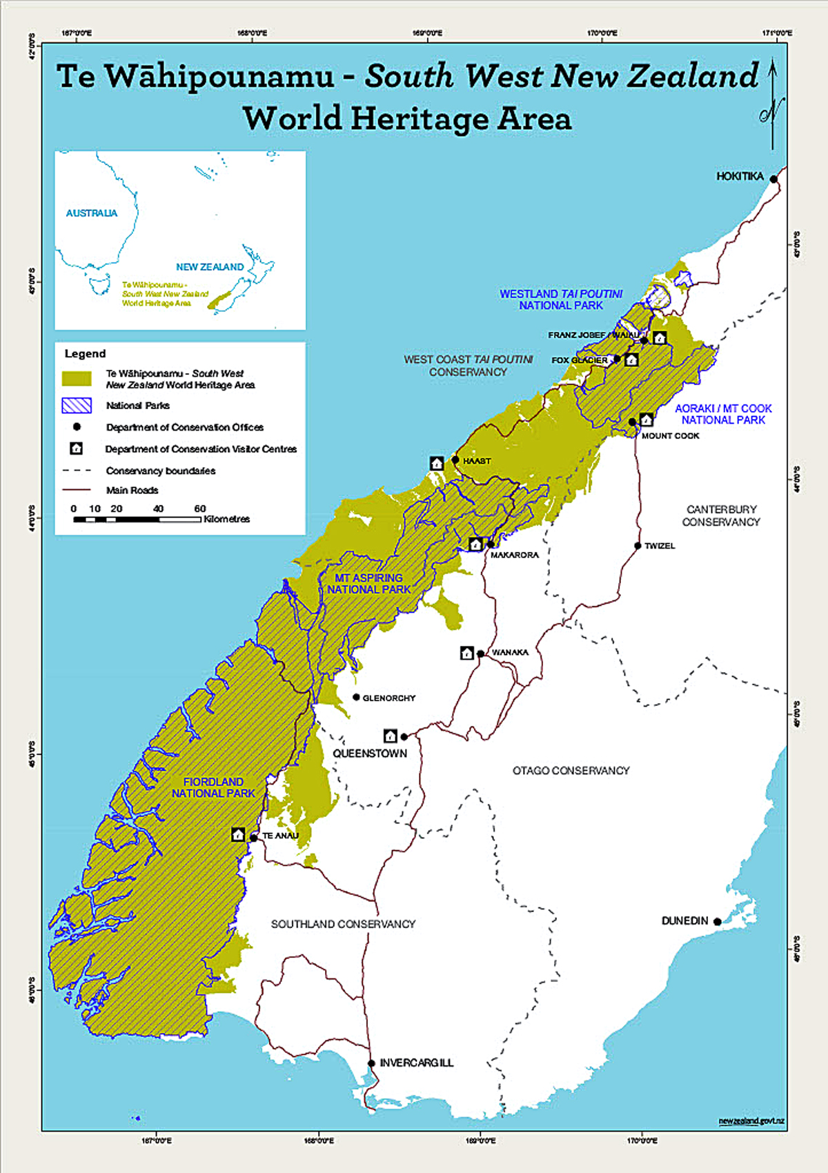 Map of Te Wahipounamu