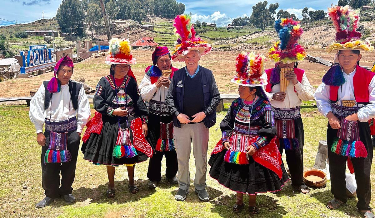 With the Taquileno Dancers