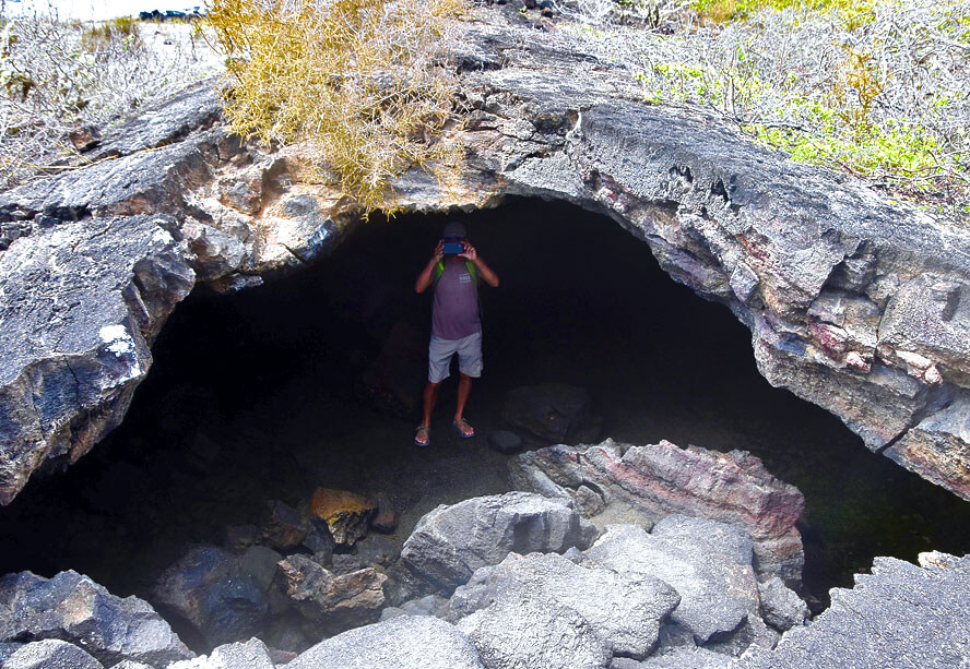 Alfredo Taking a Picture from a Lava Tunnel