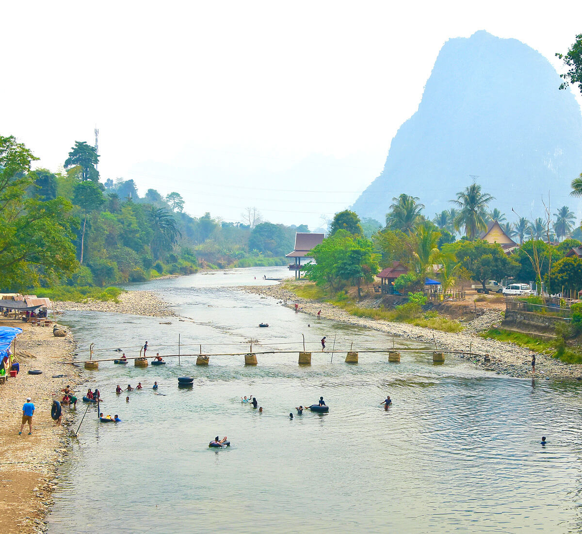Bamboo Bridge from Pha Tang Bridge