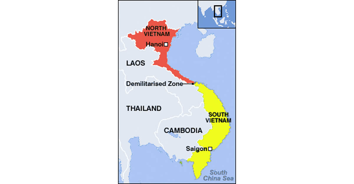 Map of Vietnam in 1954