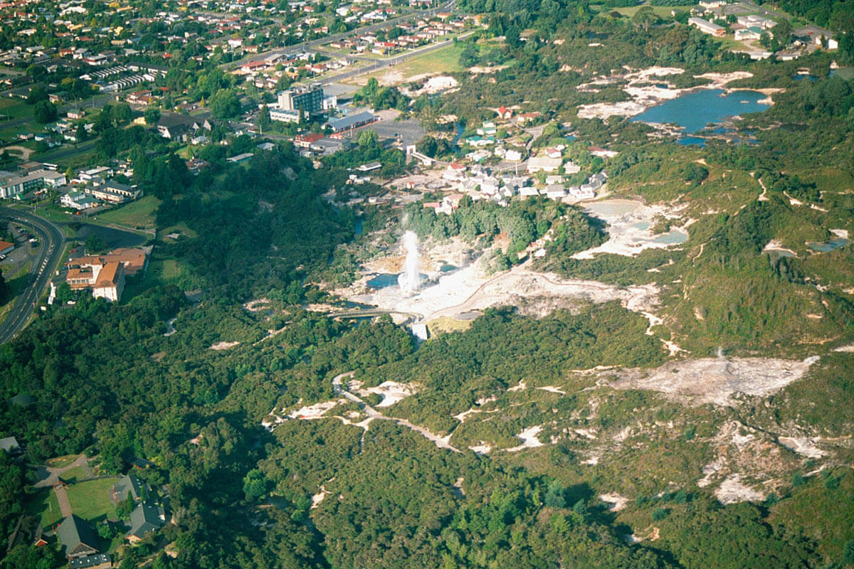 Pohutu Geyser Aerial Photo by Carl Lindberg