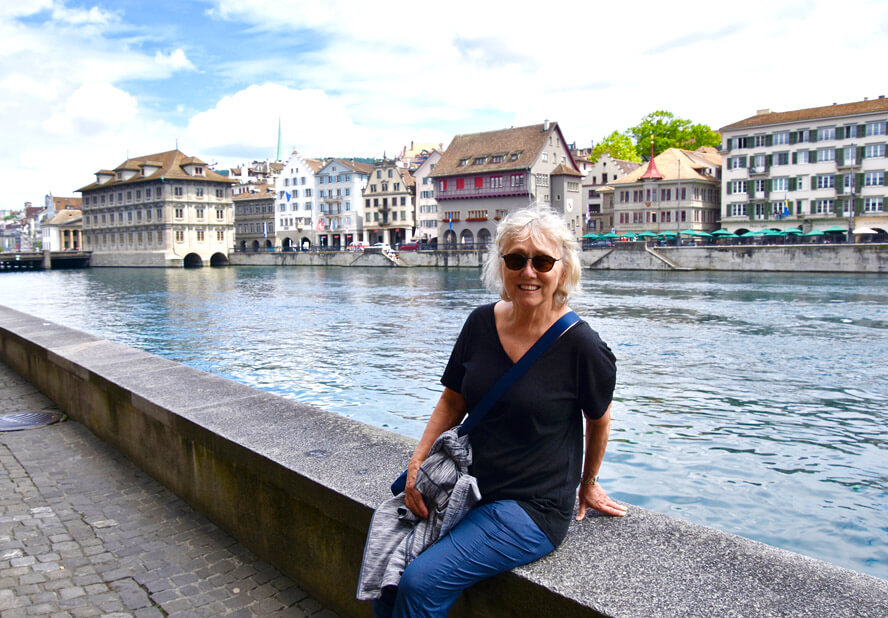 Alison on the Limmat Riverfront