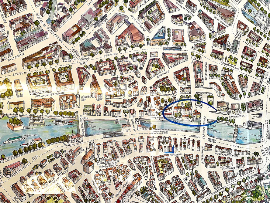 Map Identifying the Area Depicted on the Room Wall