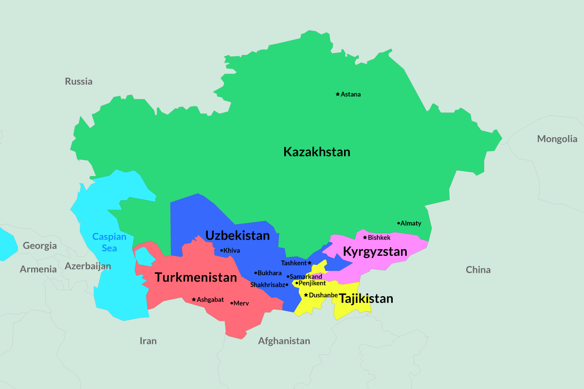 Map of The Five Stans
