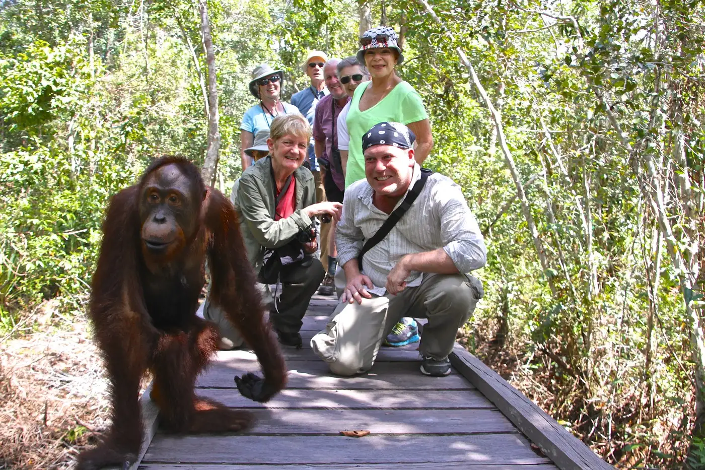 Group photo with Orang-utan | Location: Tanjung Puting National Park, Indonesia