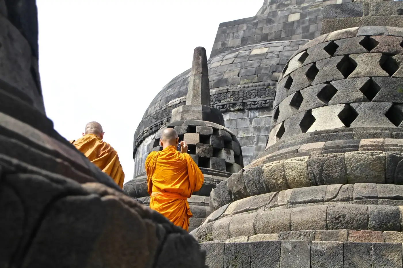 Monks at Borobudur | Location: Yogyakarta, Indonesia