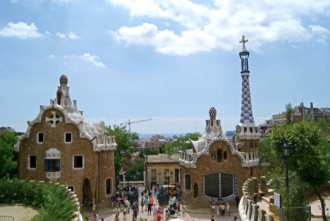 Entance buildings of the Park Güell by Gaudi | Location: Barcelona,  Spain