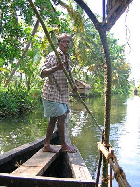 Boat Driver along the canals of Kerala | Location: Kochi,  India